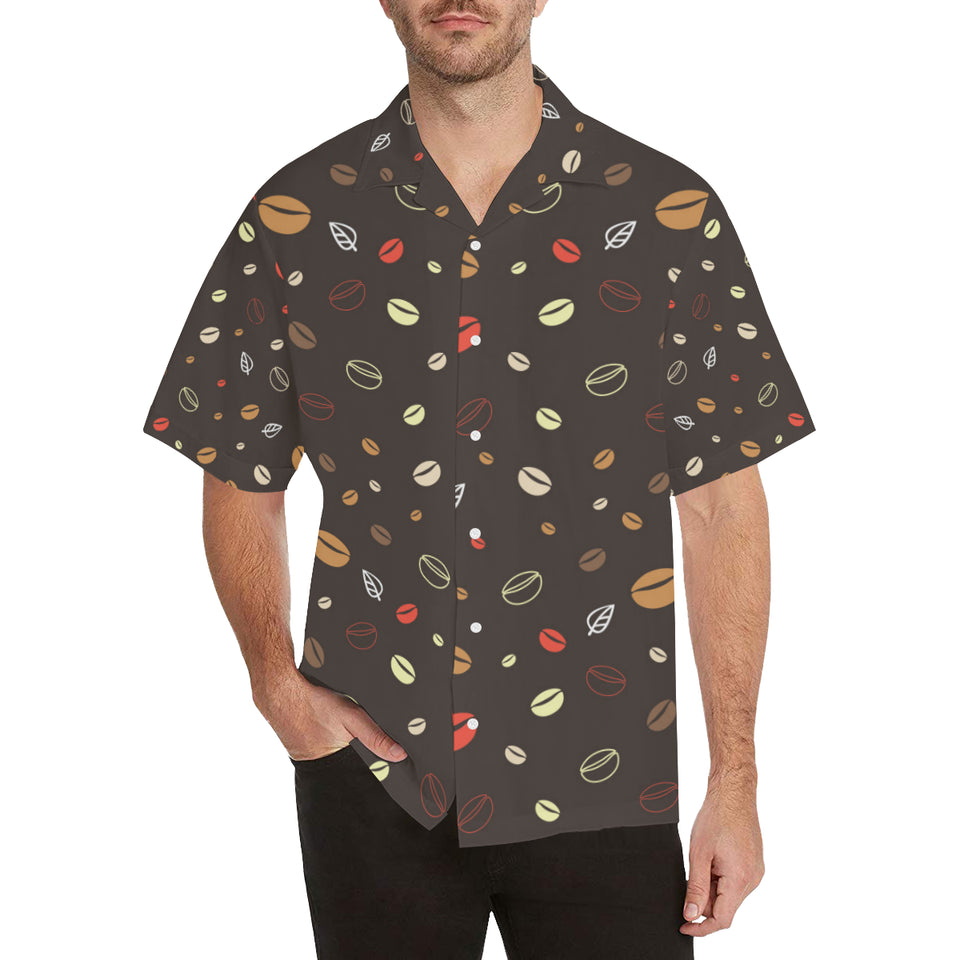 Coffee bean leave pattern Men's All Over Print Hawaiian Shirt