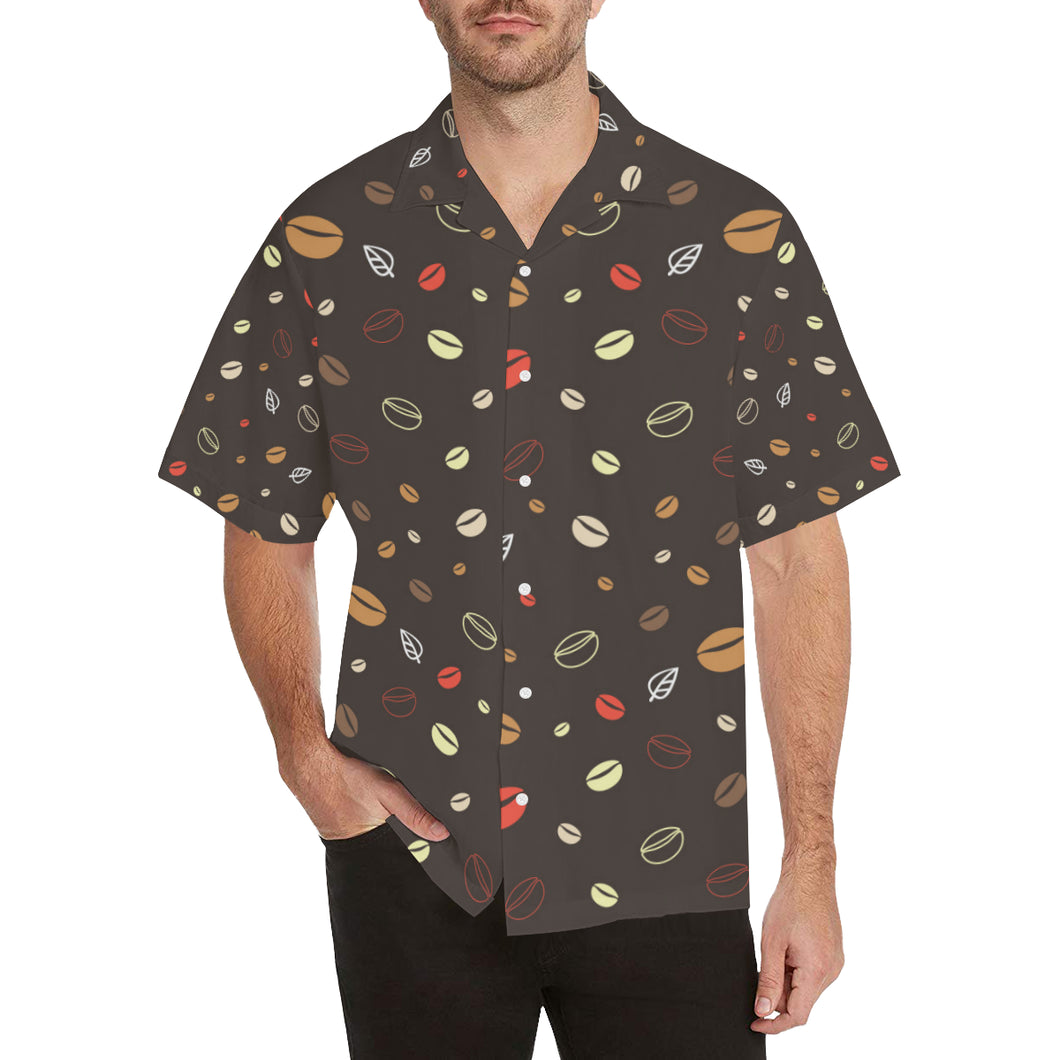 Coffee bean leave pattern Men's All Over Print Hawaiian Shirt