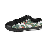 Bonsai red sun japanese pattern Men's Low Top Canvas Shoes Black