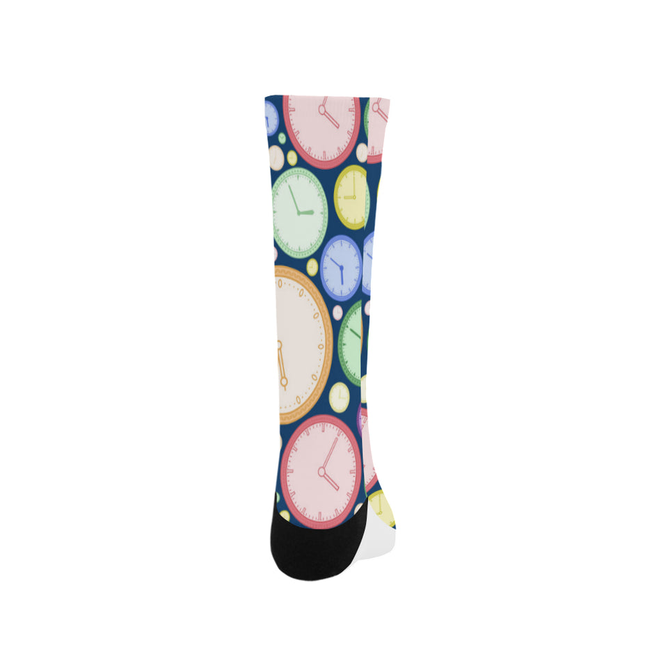 Colorful clock background Crew Socks