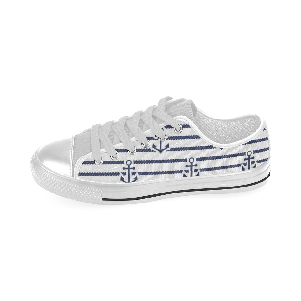 Anchor rope nautical  pattern Men's Low Top Shoes White