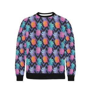 Pineapples pattern zigzag background Men's Crew Neck Sweatshirt
