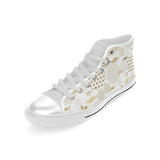 Beautiful gold japanese pattern Men's High Top Canvas Shoes White