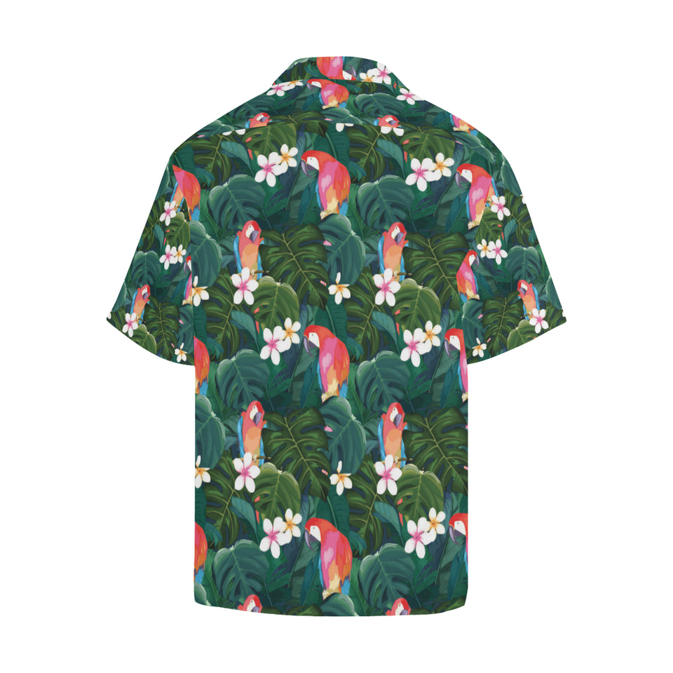 Parrot Palm tree leaves flower hibiscus pattern Men's All Over Print Hawaiian Shirt