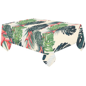 heliconia flowers, palm and monstera leaves Tablecloth
