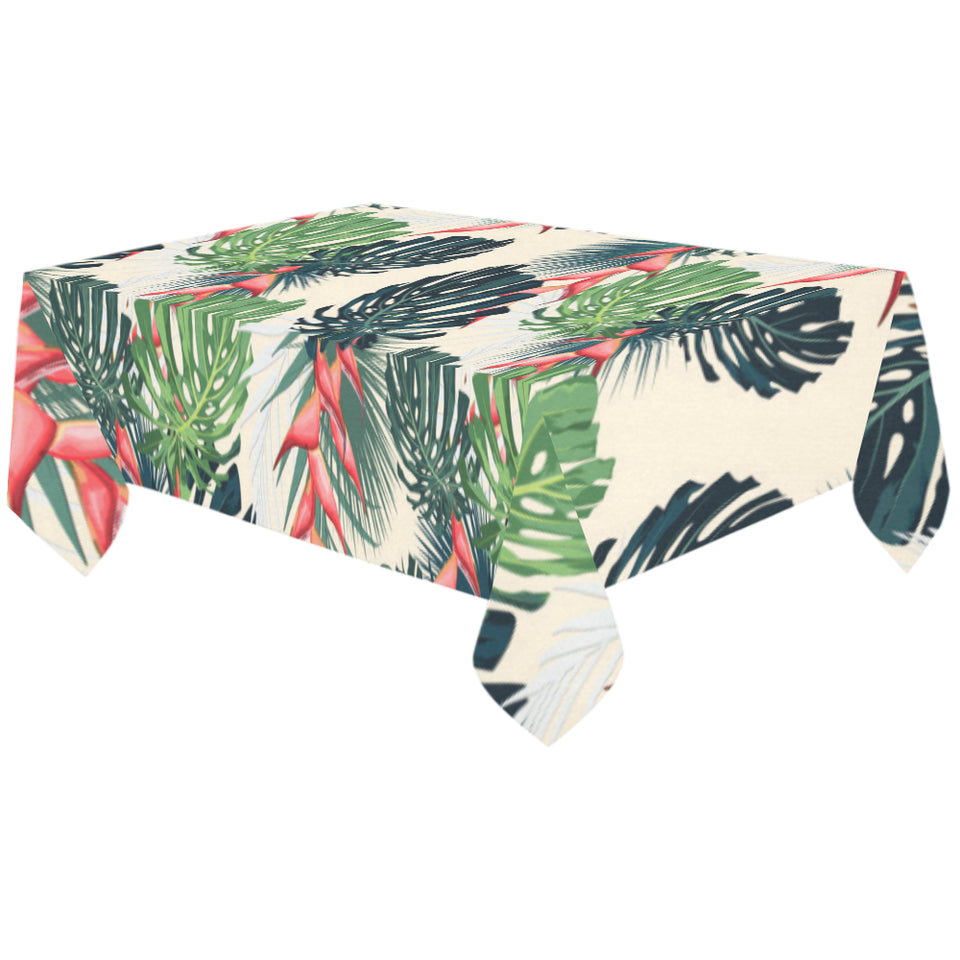 heliconia flowers, palm and monstera leaves Tablecloth