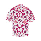 pink sketch tulip pattern Men's All Over Print Hawaiian Shirt