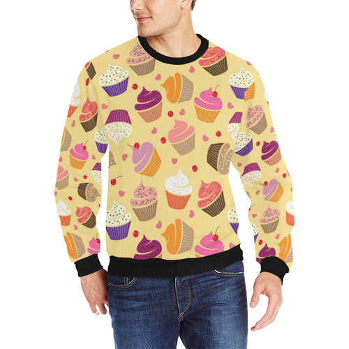 cake cupcake heart cherry pattern Men's Crew Neck Sweatshirt