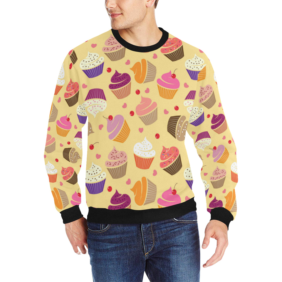 cake cupcake heart cherry pattern Men's Crew Neck Sweatshirt
