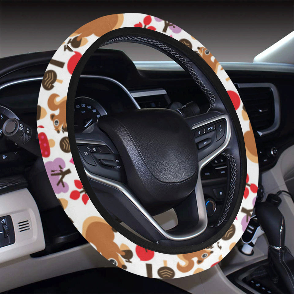Squirrel Pattern Print Design 02 Car Steering Wheel Cover