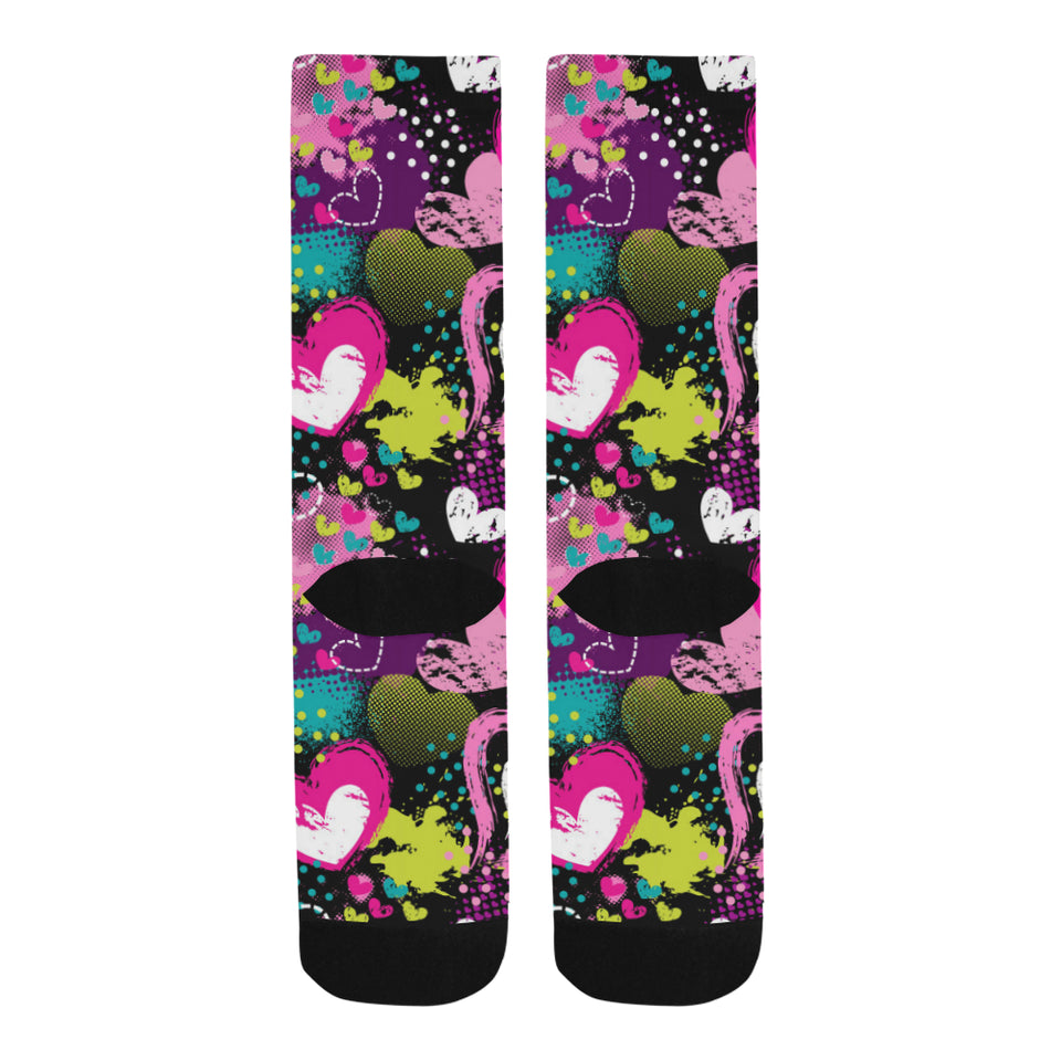 heart dot wave star creative design pattern Crew Socks
