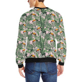 Toucan tropical green jungle palm pattern Men's Crew Neck Sweatshirt