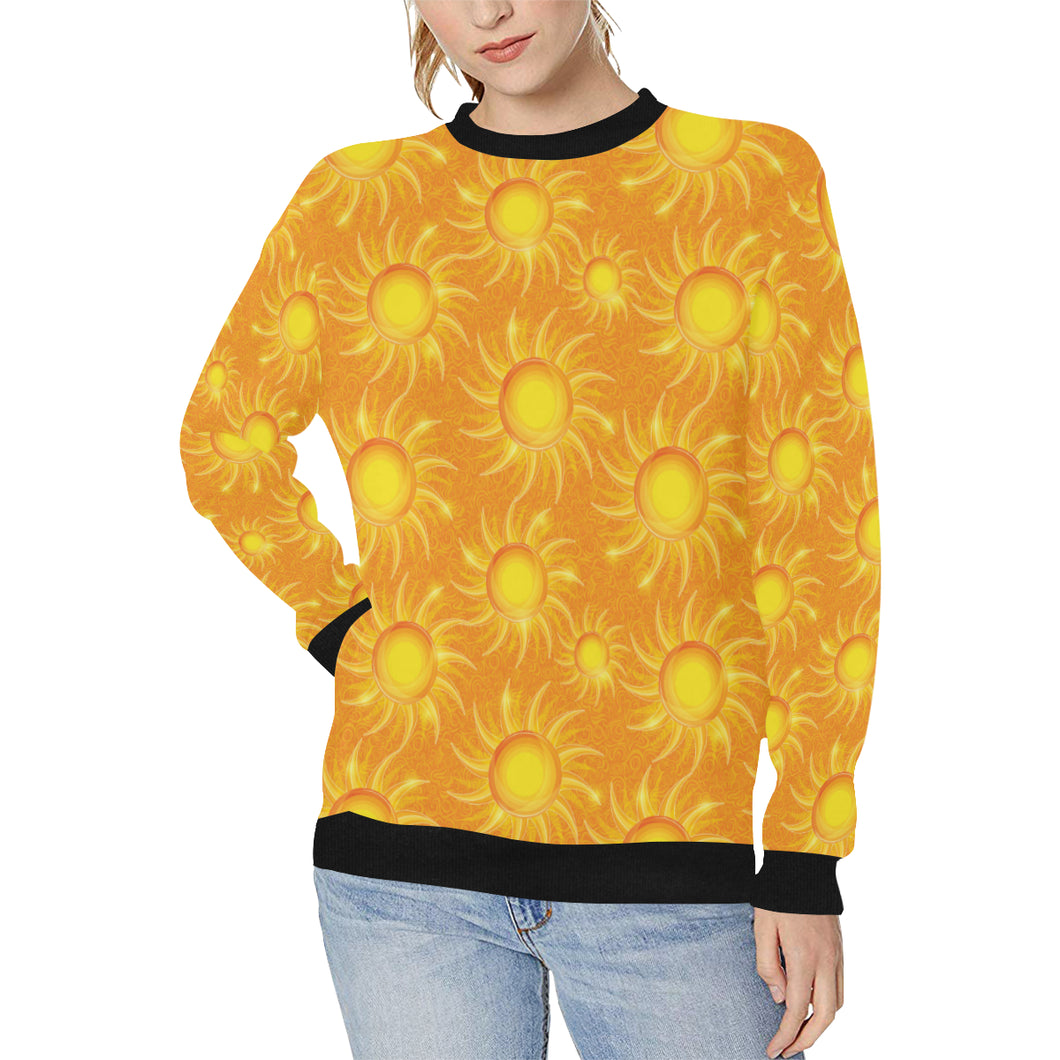 Sun orange background Women's Crew Neck Sweatshirt