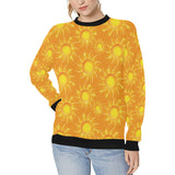 Sun orange background Women's Crew Neck Sweatshirt