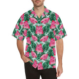 Watermelons tropical palm leaves pattern Men's All Over Print Hawaiian Shirt