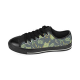 Cute owls leaves pattern Men's Low Top Canvas Shoes Black