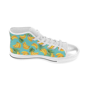 Banana Palm Leaves pattern background Women's High Top Canvas Shoes White