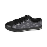 sushi pattern black background Men's Low Top Canvas Shoes Black