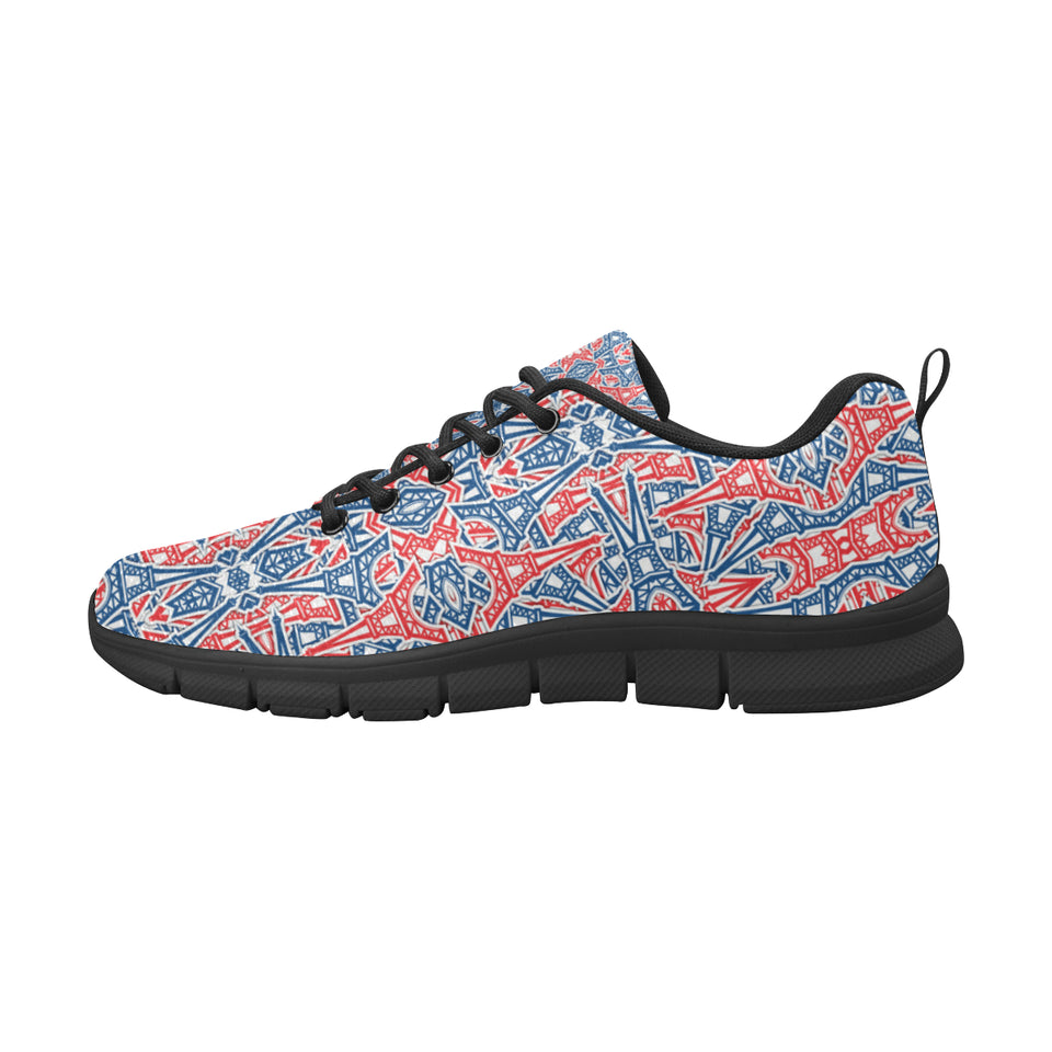 Blue Red Eiffel Tower Pattern Print Design 02 Women's Sneaker Shoes