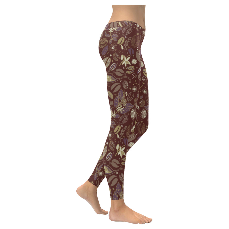 Coffee bean flower pattern Women's Legging Fulfilled In US