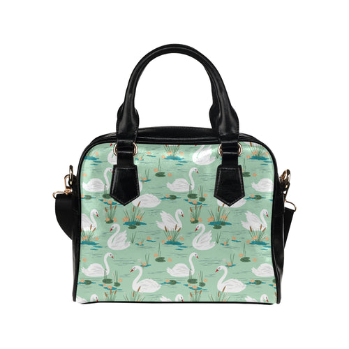 White swan lake pattern Shoulder Handbag