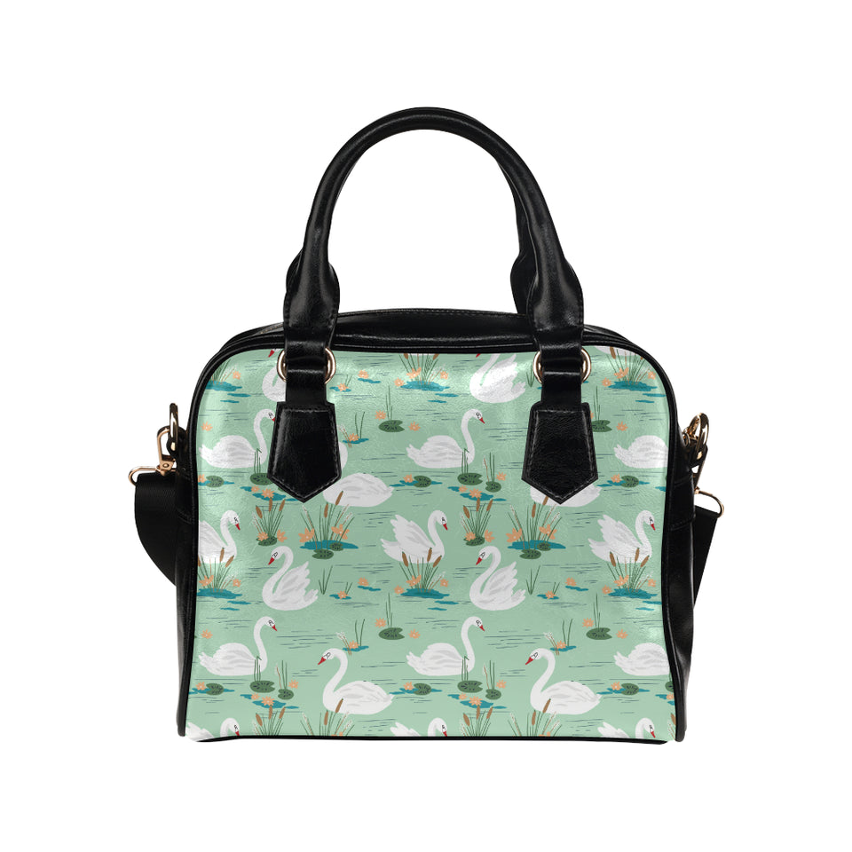 White swan lake pattern Shoulder Handbag