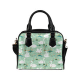 White swan lake pattern Shoulder Handbag