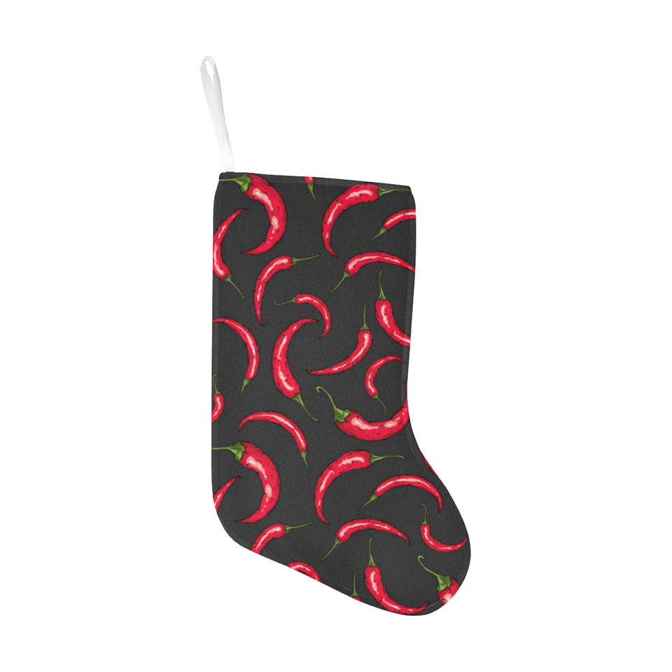 Chili peppers pattern black background Christmas Stocking