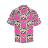 Chameleon lizard pattern pink background Men's All Over Print Hawaiian Shirt