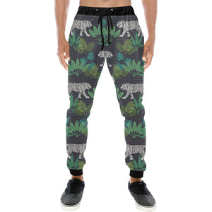 white bengal tigers tropical plant Unisex Casual Sweatpants