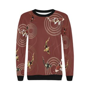 Fancy Carp red background Women's Crew Neck Sweatshirt
