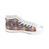 Sugar skulls flower maxican pattern Men's High Top Canvas Shoes White