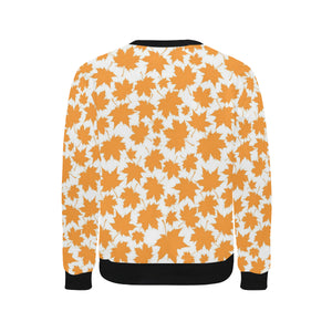 Orange Maple Leaf pattern Men's Crew Neck Sweatshirt
