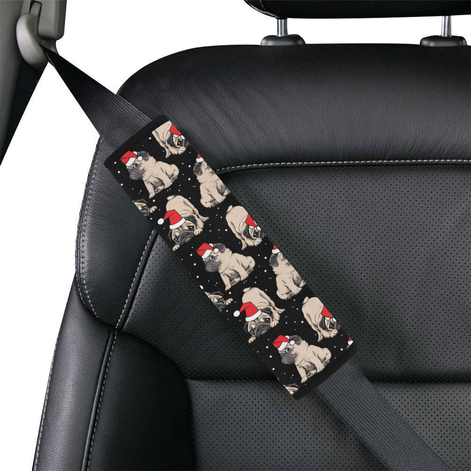 Christmas Pugs Santa_s red cap pattern Car Seat Belt Cover