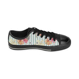 Colorful orchid flower pattern Men's Low Top Canvas Shoes Black