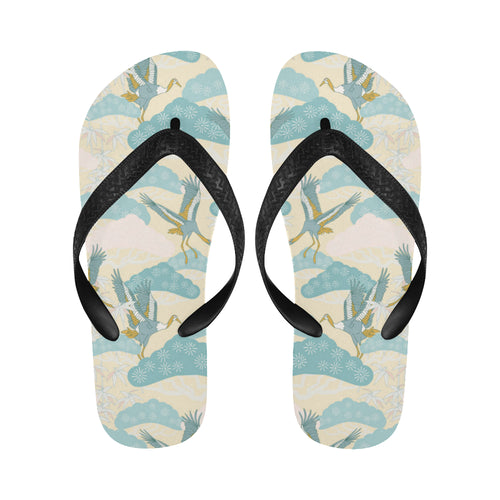 Bonsai bamboo stork japanese pattern cream theme Unisex Flip Flops