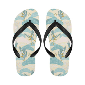 Bonsai bamboo stork japanese pattern cream theme Unisex Flip Flops