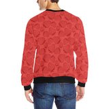 strawberry pattern red background Men's Crew Neck Sweatshirt