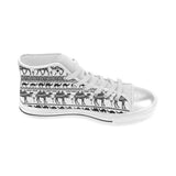 Camel polynesian tribal pattern Women's High Top Canvas Canvas Shoes White