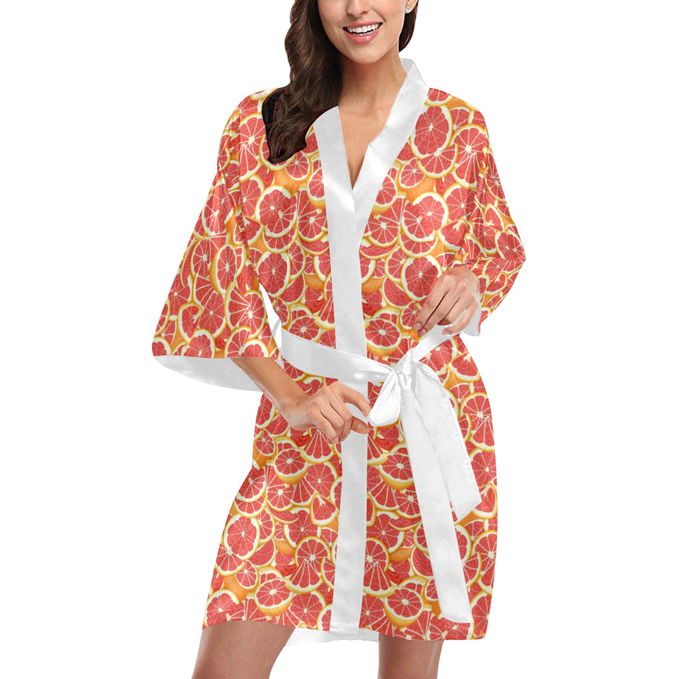 Tropical grapefruit pattern Women's Short Kimono Robe