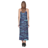 Shark pattern V-Neck Open Fork Long Dress