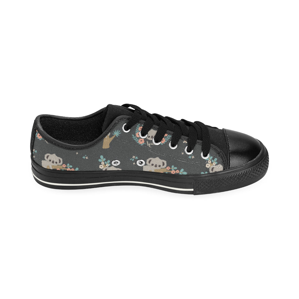 Cute koala pattern Men's Low Top Canvas Shoes Black