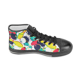 watercolor bowling ball pins Men's High Top Canvas Shoes Black