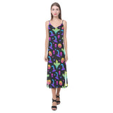 Colorful halloween background V-Neck Open Fork Long Dress