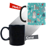 Christmas cute siberian husky puppie pattern Morphing Mug Heat Changing Mug