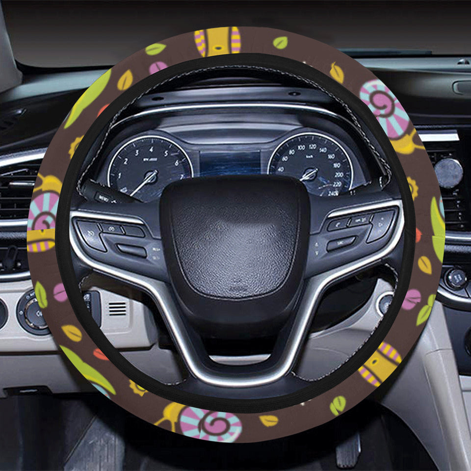Snail Pattern Print Design 02 Car Steering Wheel Cover