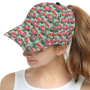 Beautiful flamingo tropical palm leaves hibiscus p All Over Print Snapback Cap