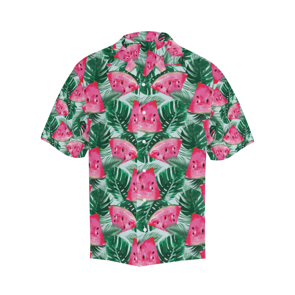 Watermelons tropical palm leaves pattern Men's All Over Print Hawaiian Shirt
