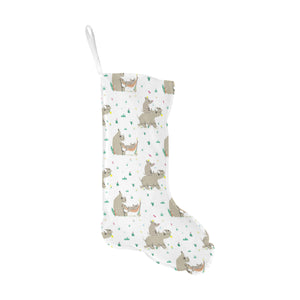 Cute Rhino pattern background Christmas Stocking