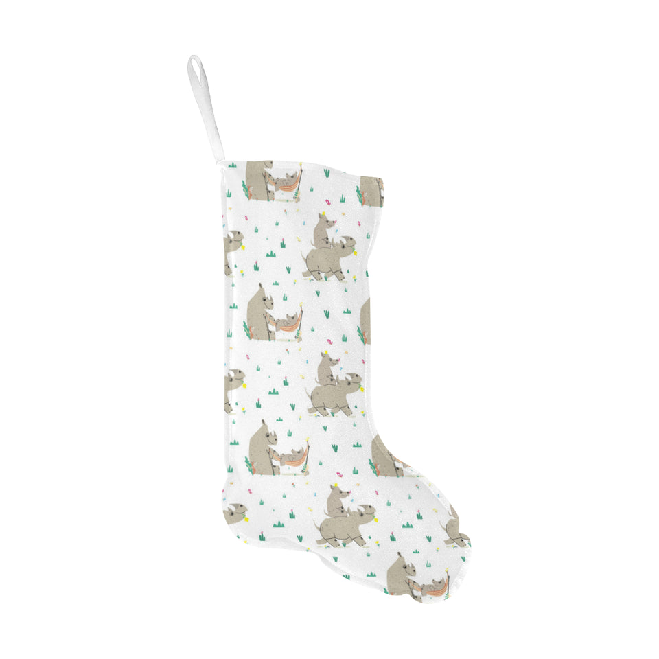 Cute Rhino pattern background Christmas Stocking